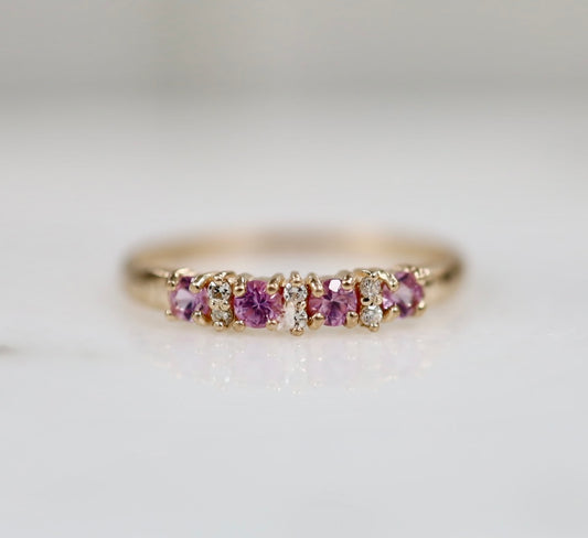 10kピンクゴールド&ピンクサファイヤリング