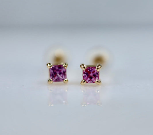 18kピンクゴールド&ピンクサファイヤピアス