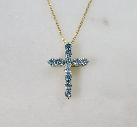 10kモアサナイトクロスネックレス