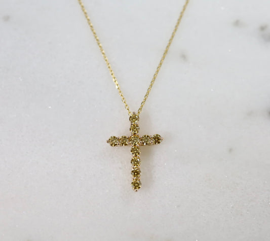 10kモアサナイトクロスネックレス